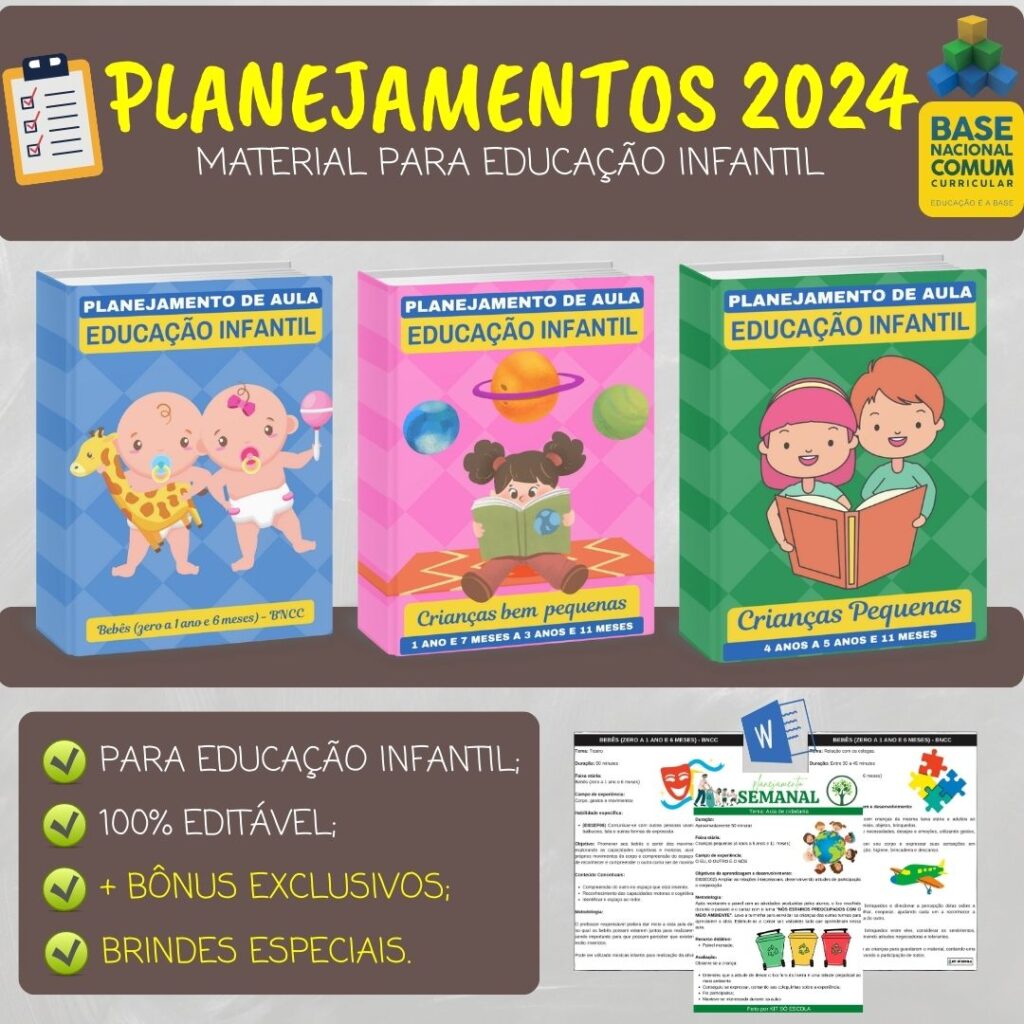 PLANO DE AULA BNCC EM FICHA E PLANNER EDUCAÇÃO INFANTIL: Bebês